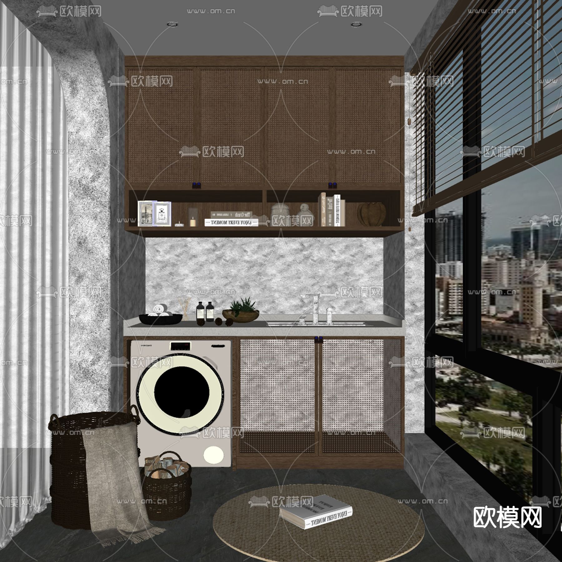 侘寂风阳台su模型下载（渲染图2）
