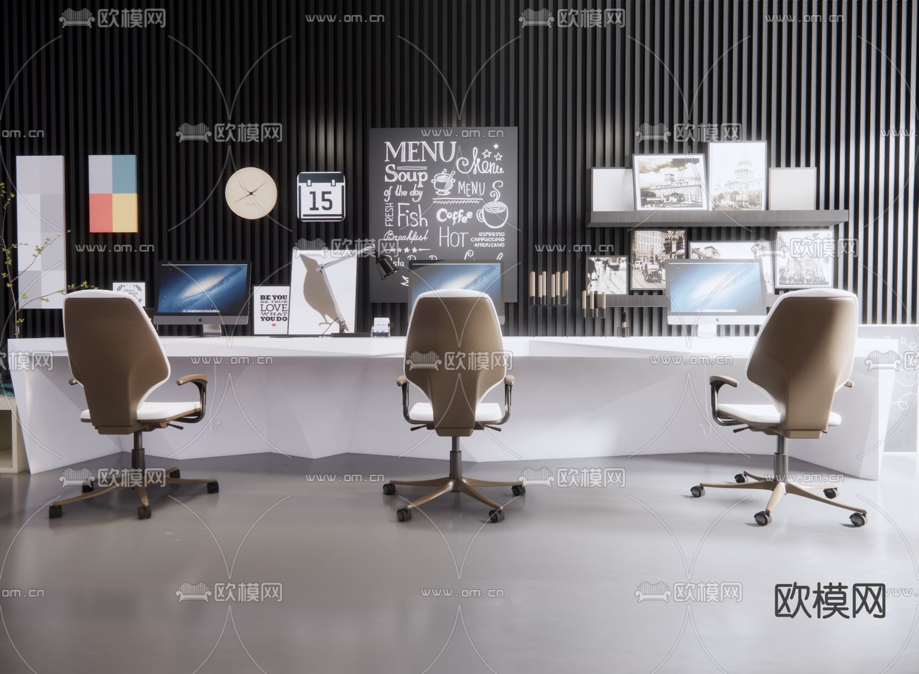 现代办公椅su模型下载（渲染图1）