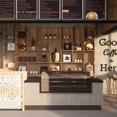  现代休闲咖啡店su模型 