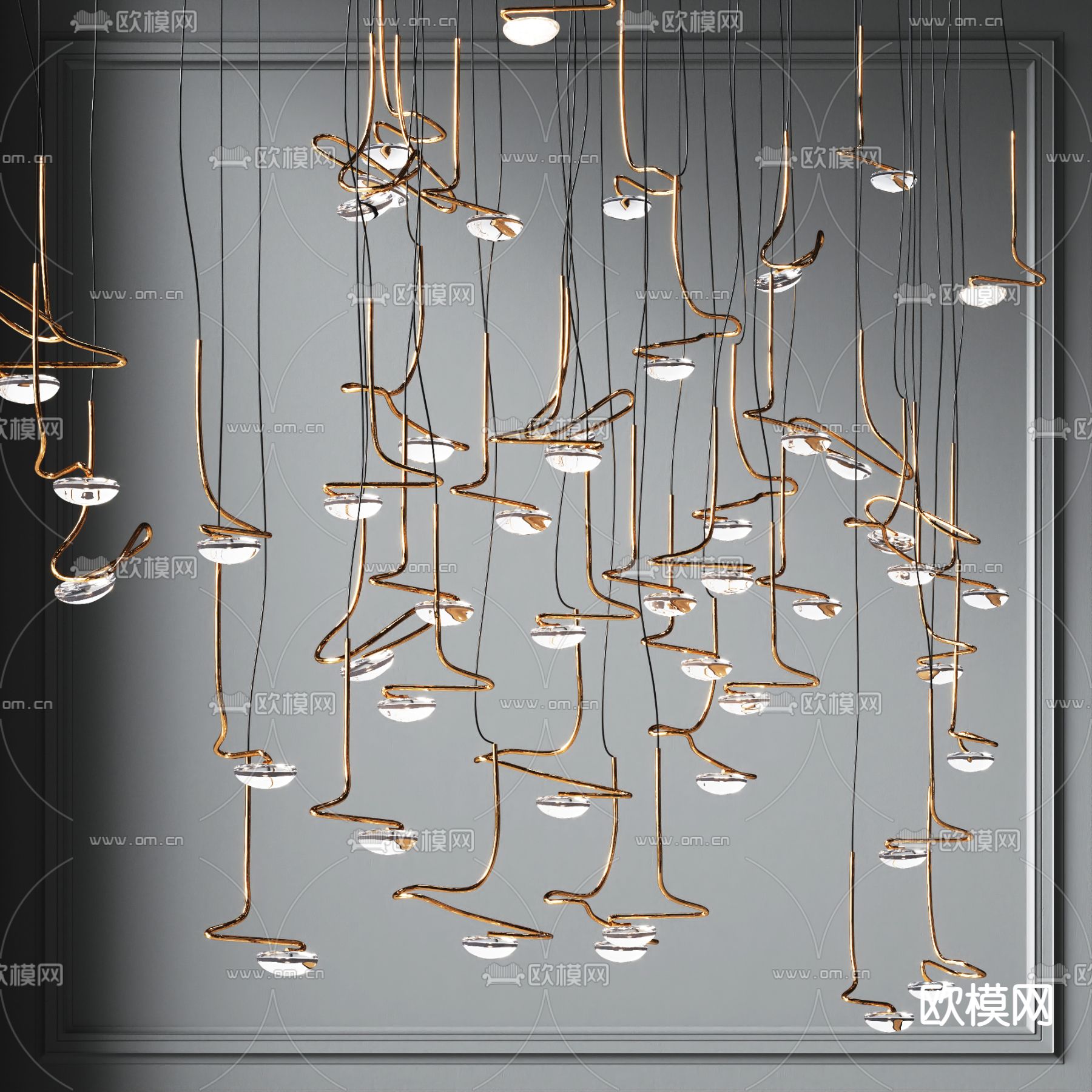 现代金属装饰吊灯3d模型下载