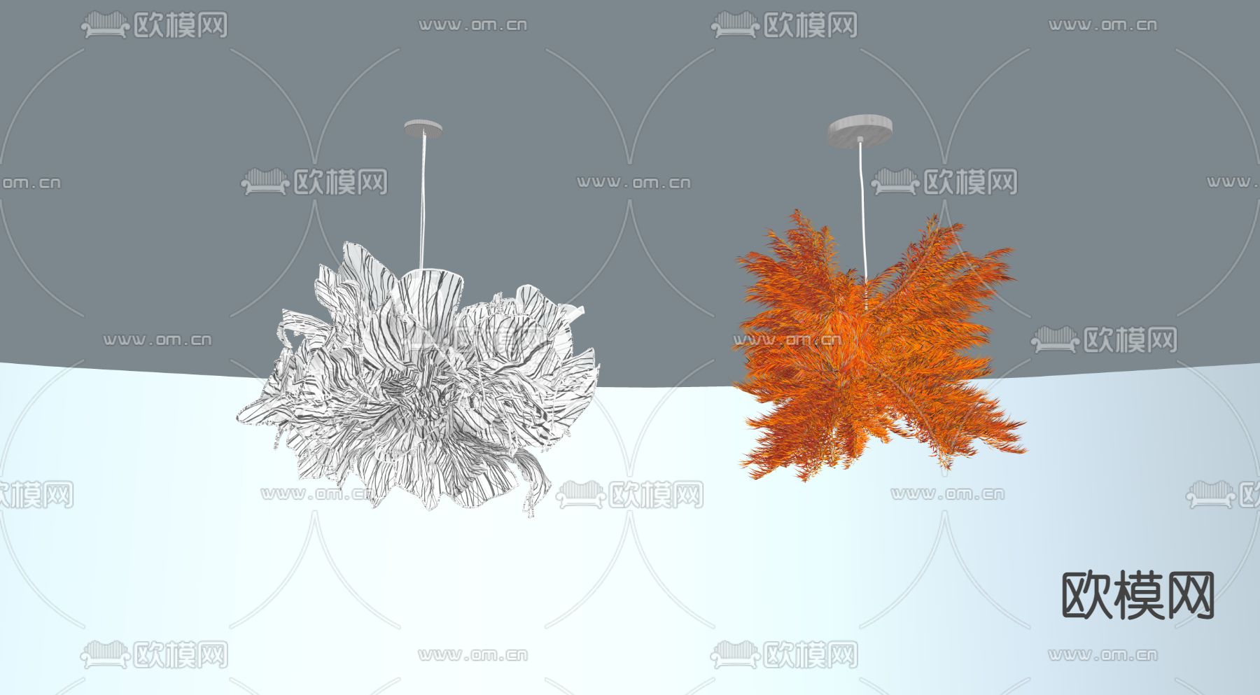 现代创意树叶吊灯su模型下载（渲染图3）