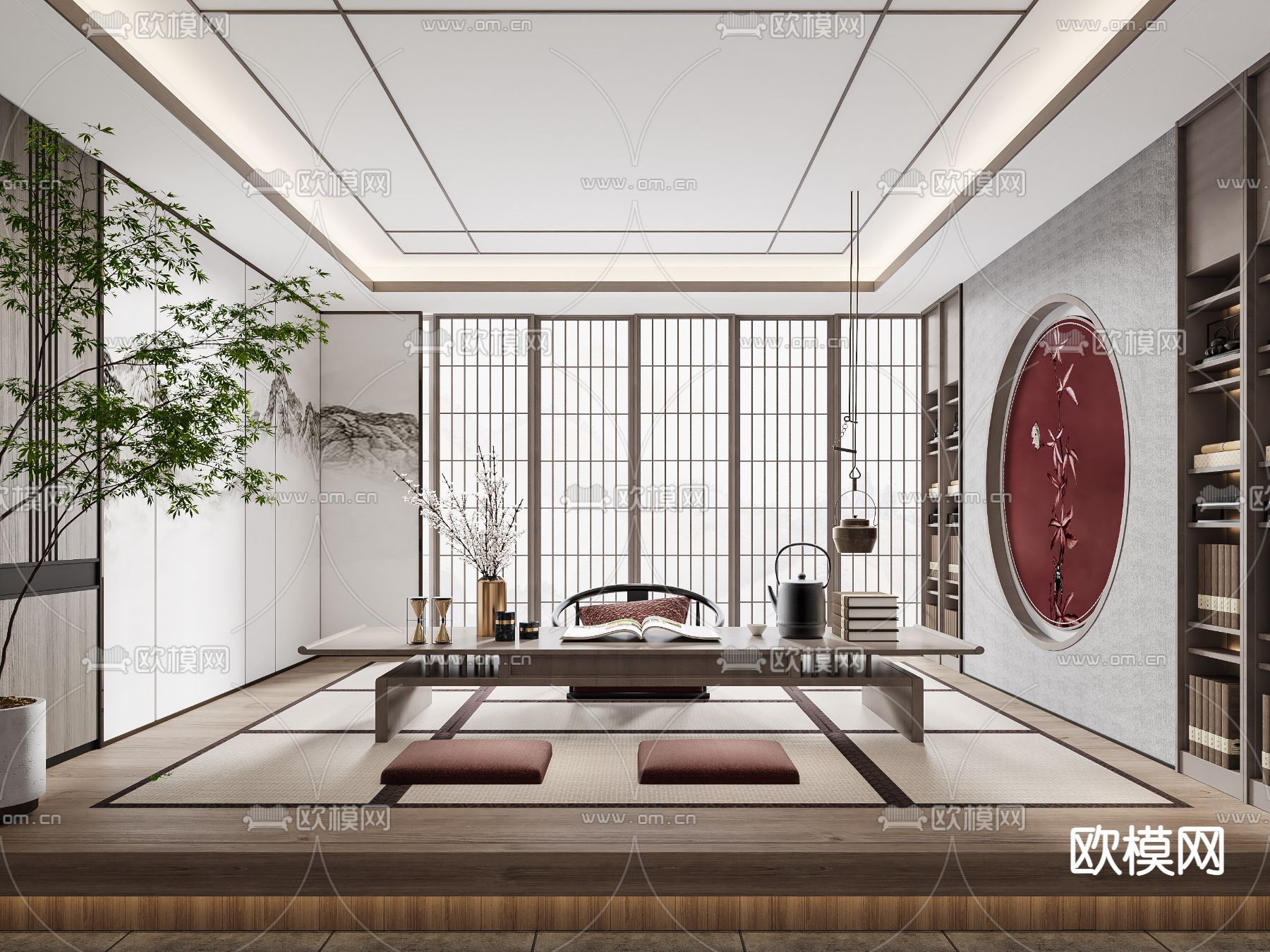 日式榻榻米茶室3d模型下载（渲染图1）