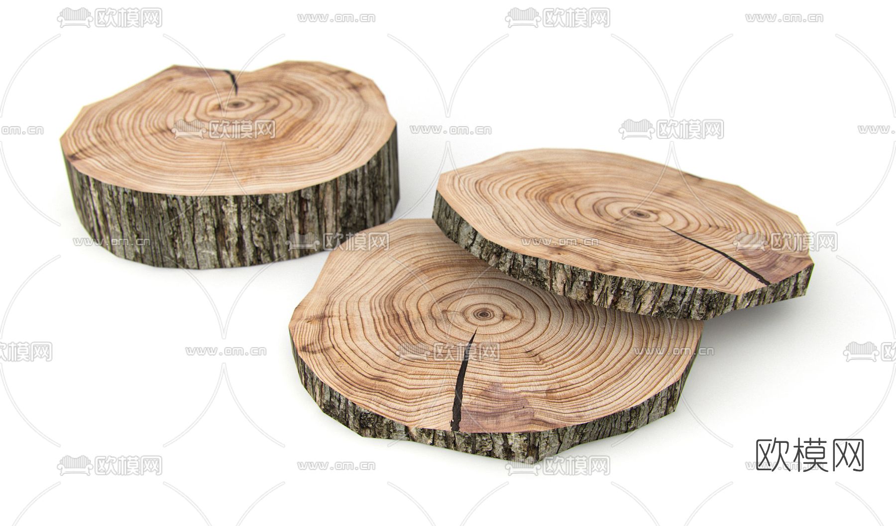 现代木墩木片免费3d模型下载
