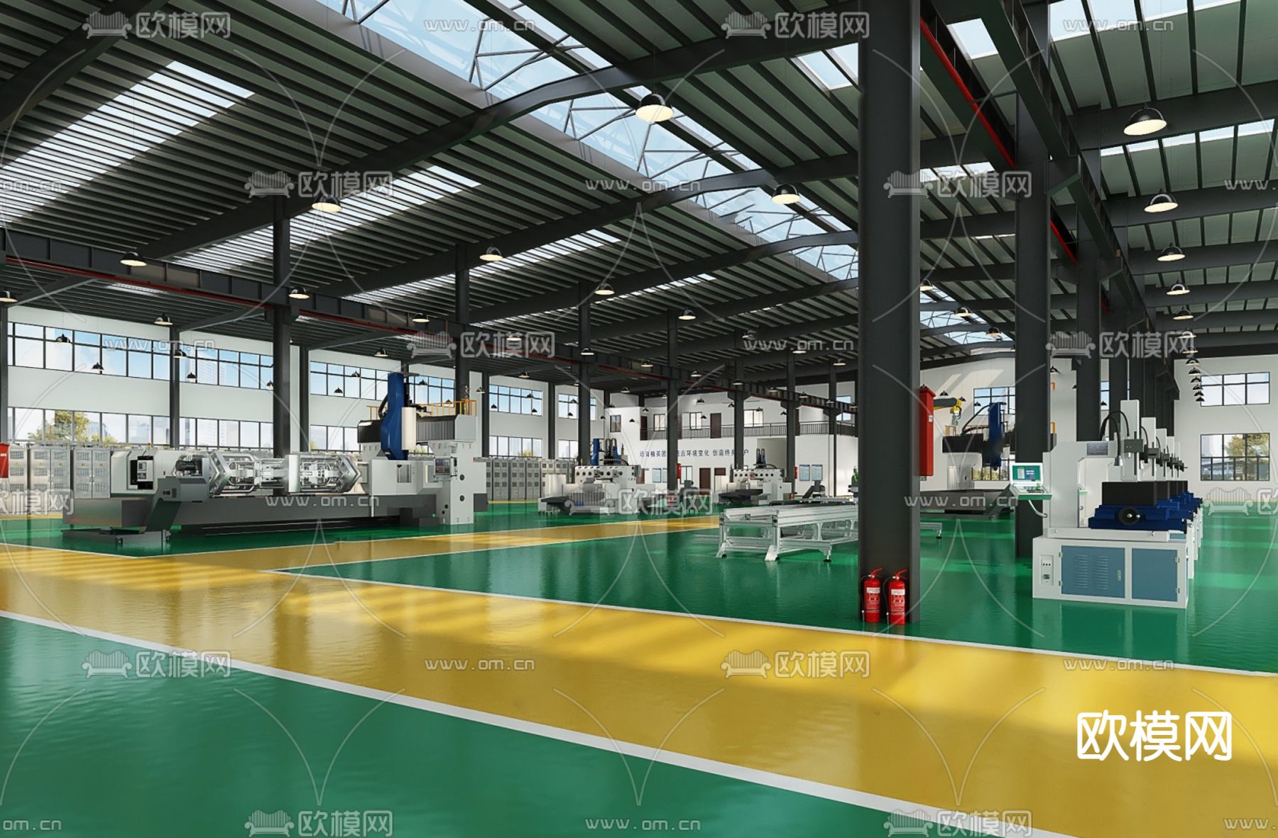 现代工业厂房su模型下载（渲染图1）