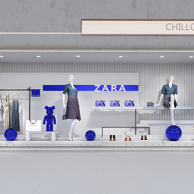  现代女装橱窗su模型 