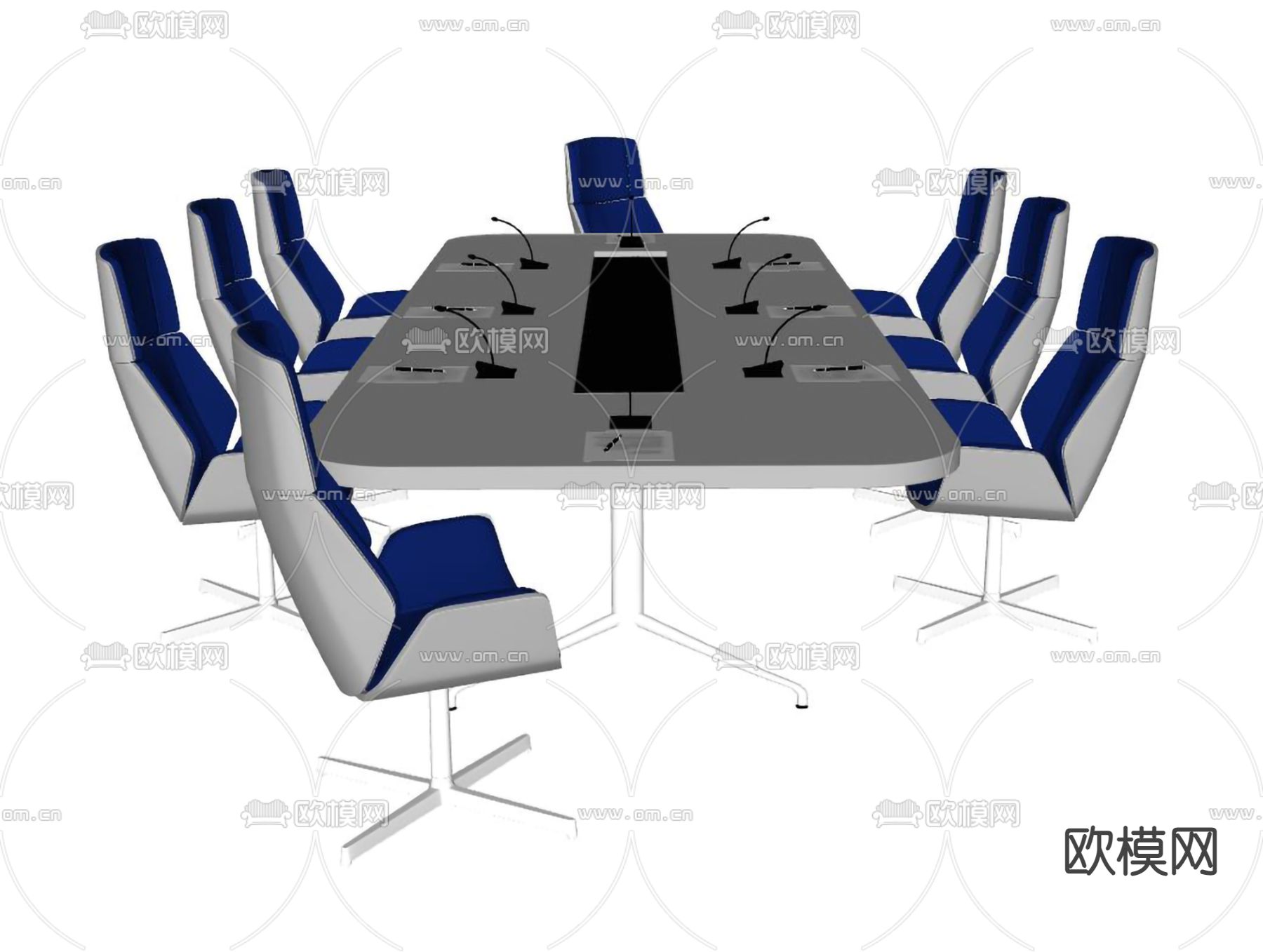 现代会议桌办公椅su模型下载（渲染图2）