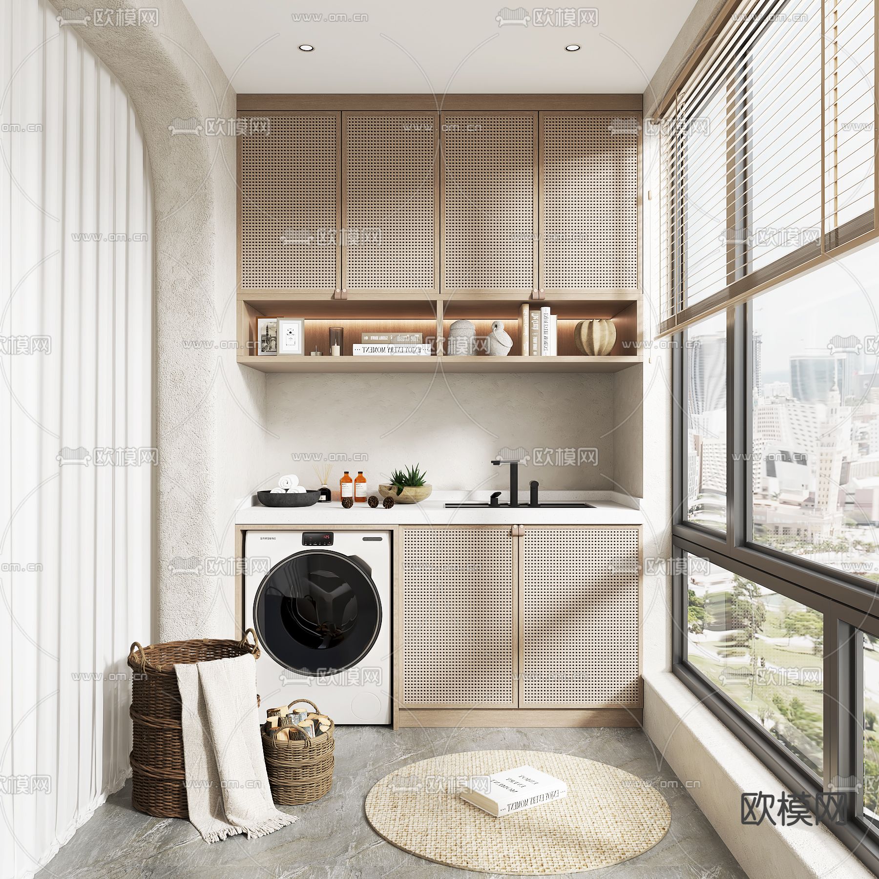 侘寂风阳台su模型下载（渲染图1）