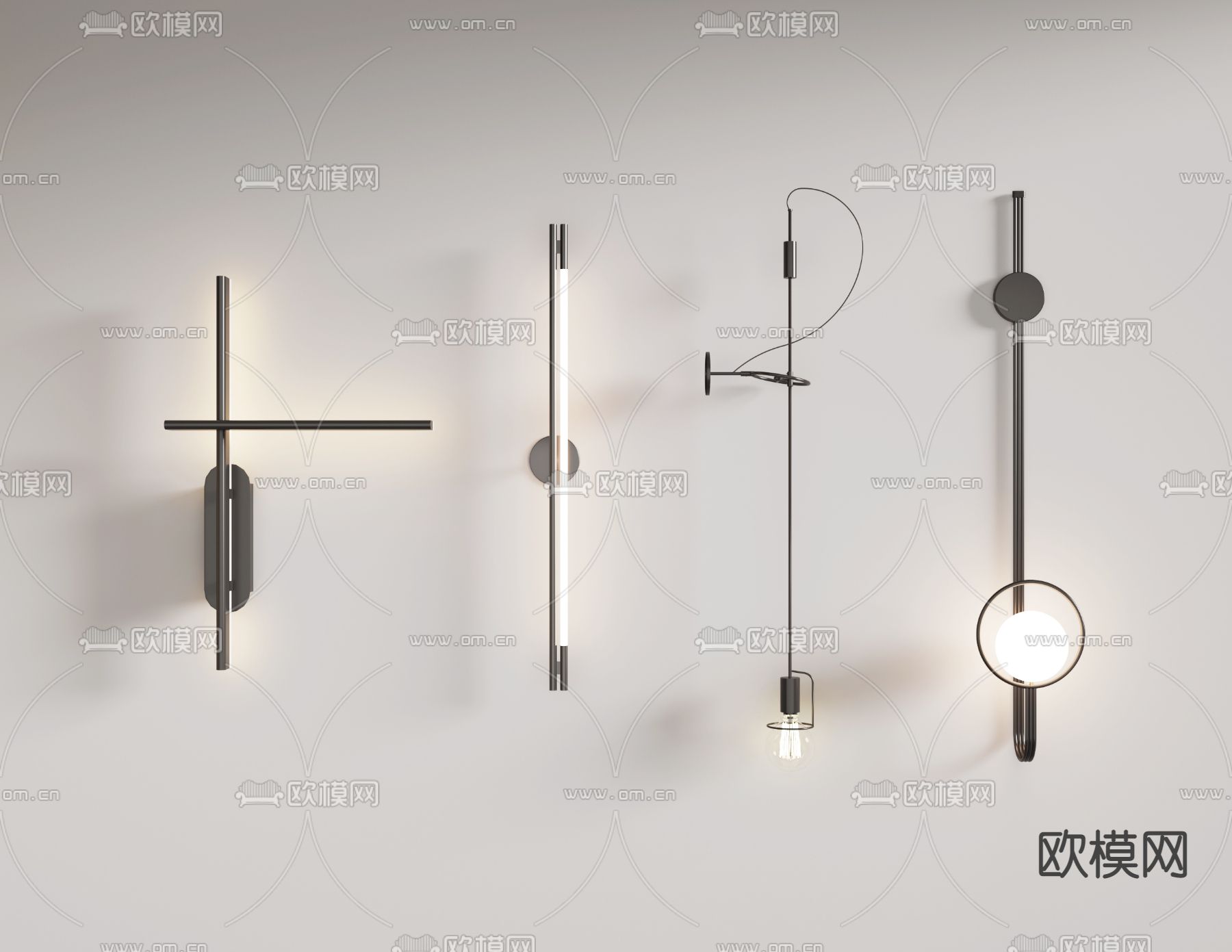 现代金属壁灯3d模型下载