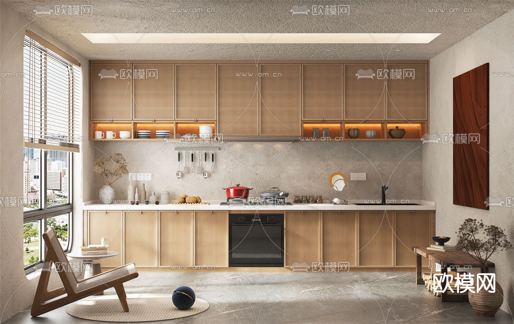 侘寂厨房su模型下载（渲染图1）