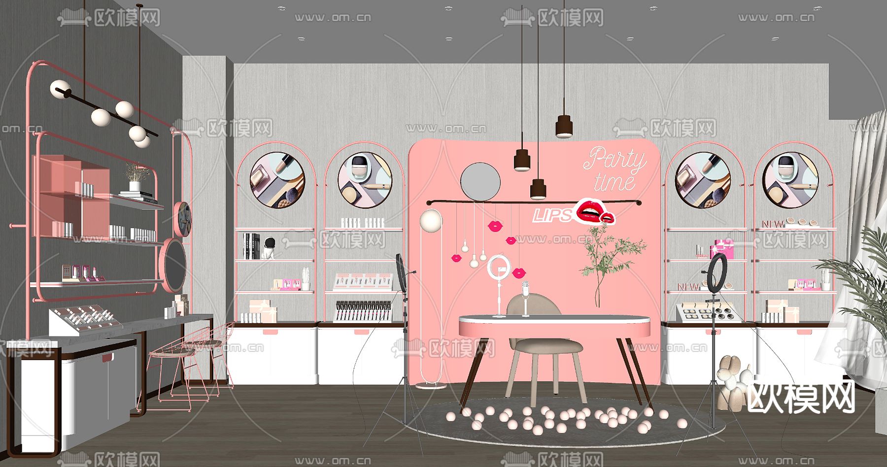 现代化妆品店直播间su模型下载（渲染图2）