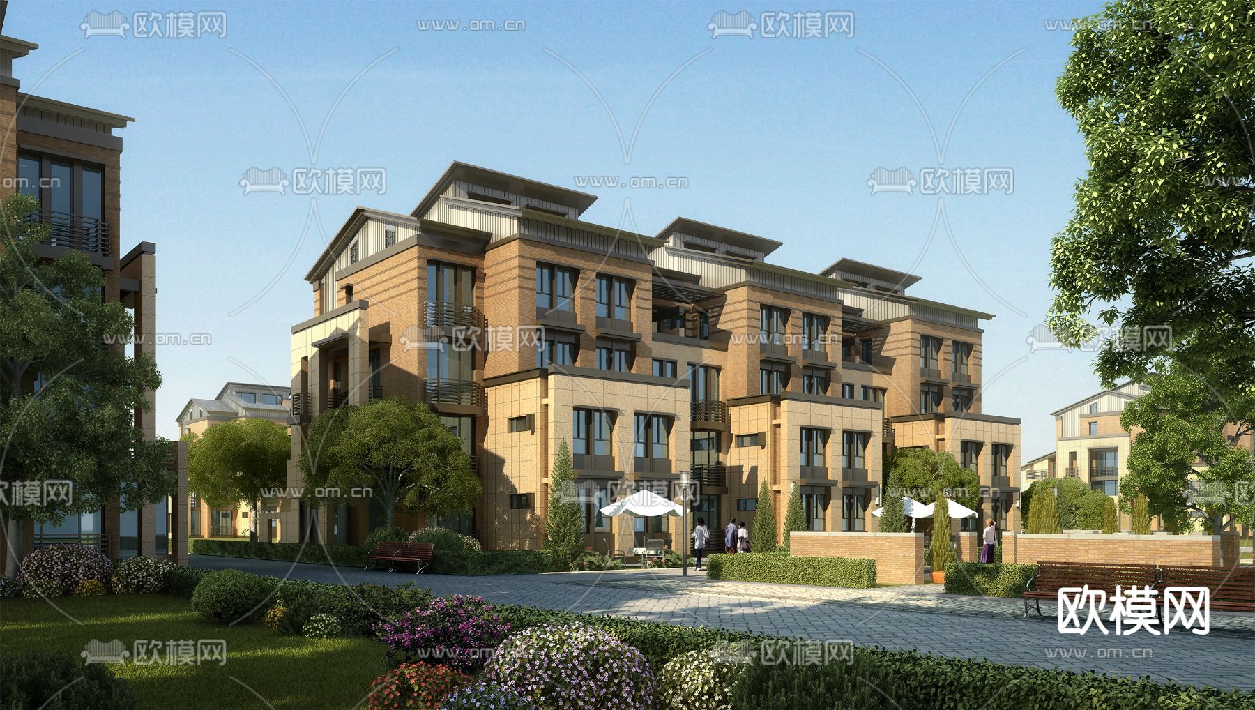 简欧别墅su模型下载（渲染图1）