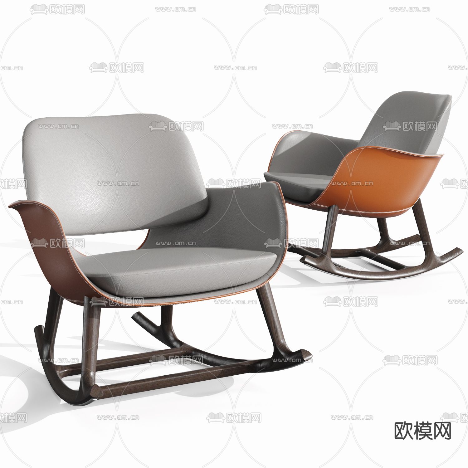 Poltrona Frau 布艺休闲椅摇椅3d模型下载（渲染图1）