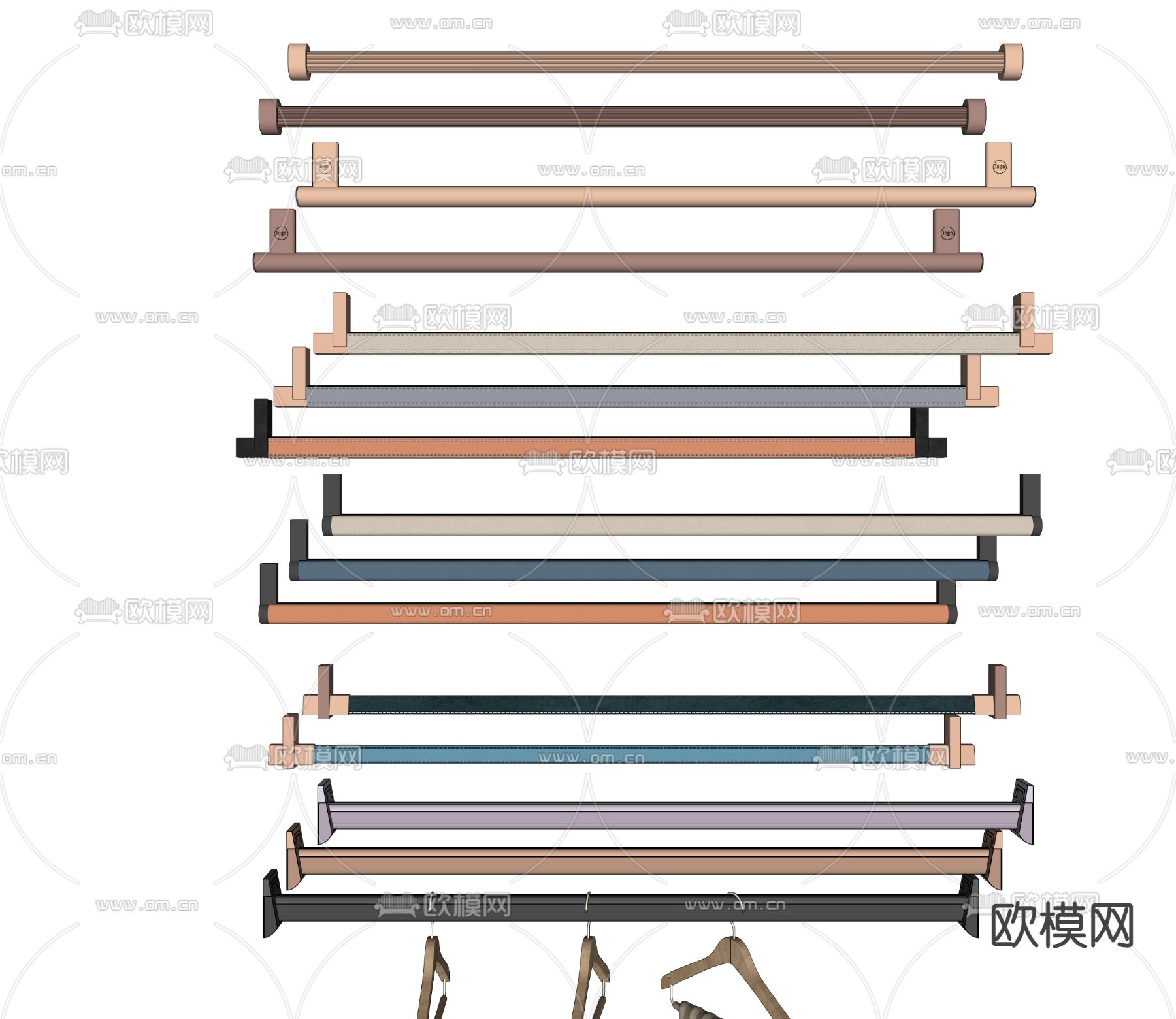 现代轻奢挂衣杆su模型下载（渲染图2）