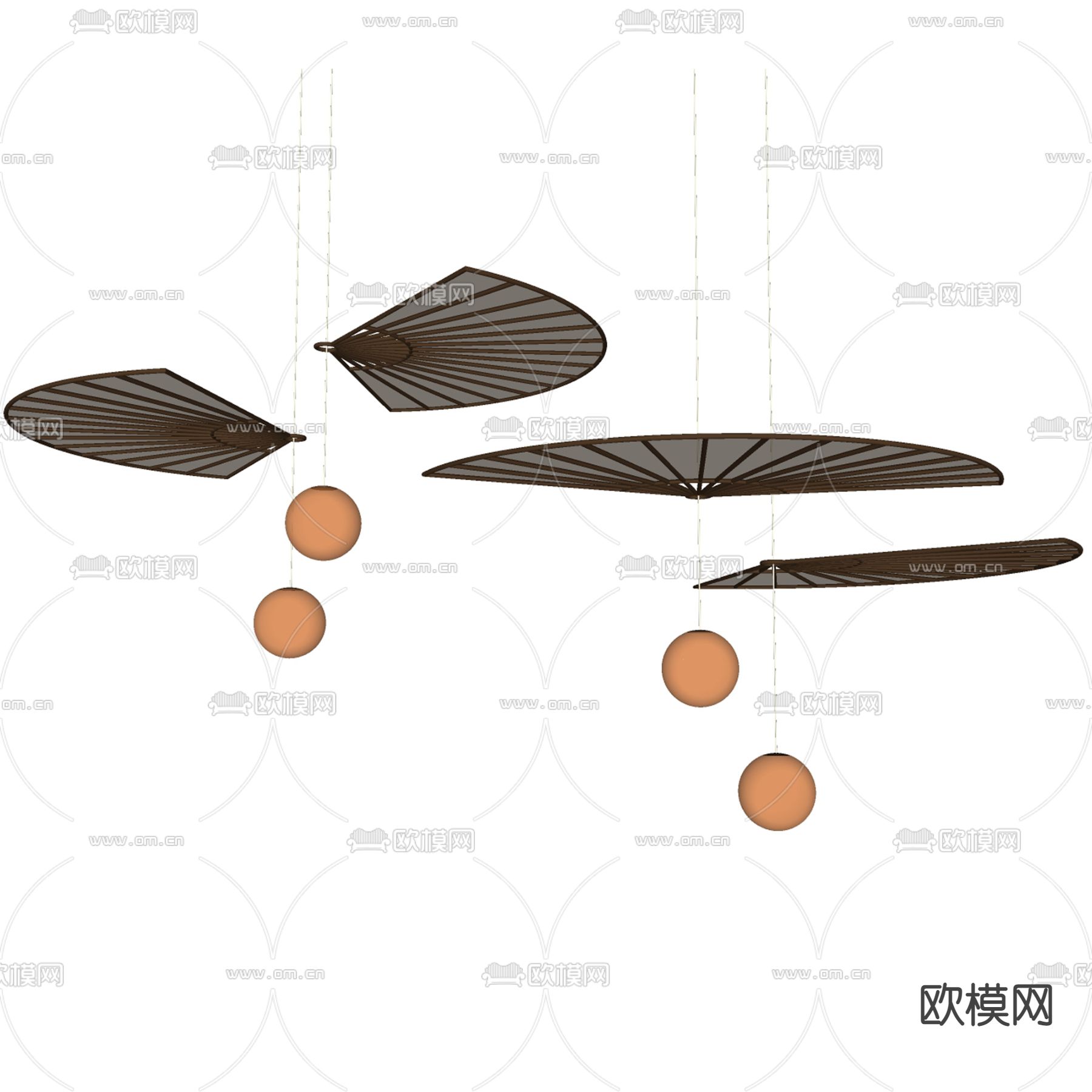 新中式吊灯su模型下载（渲染图2）