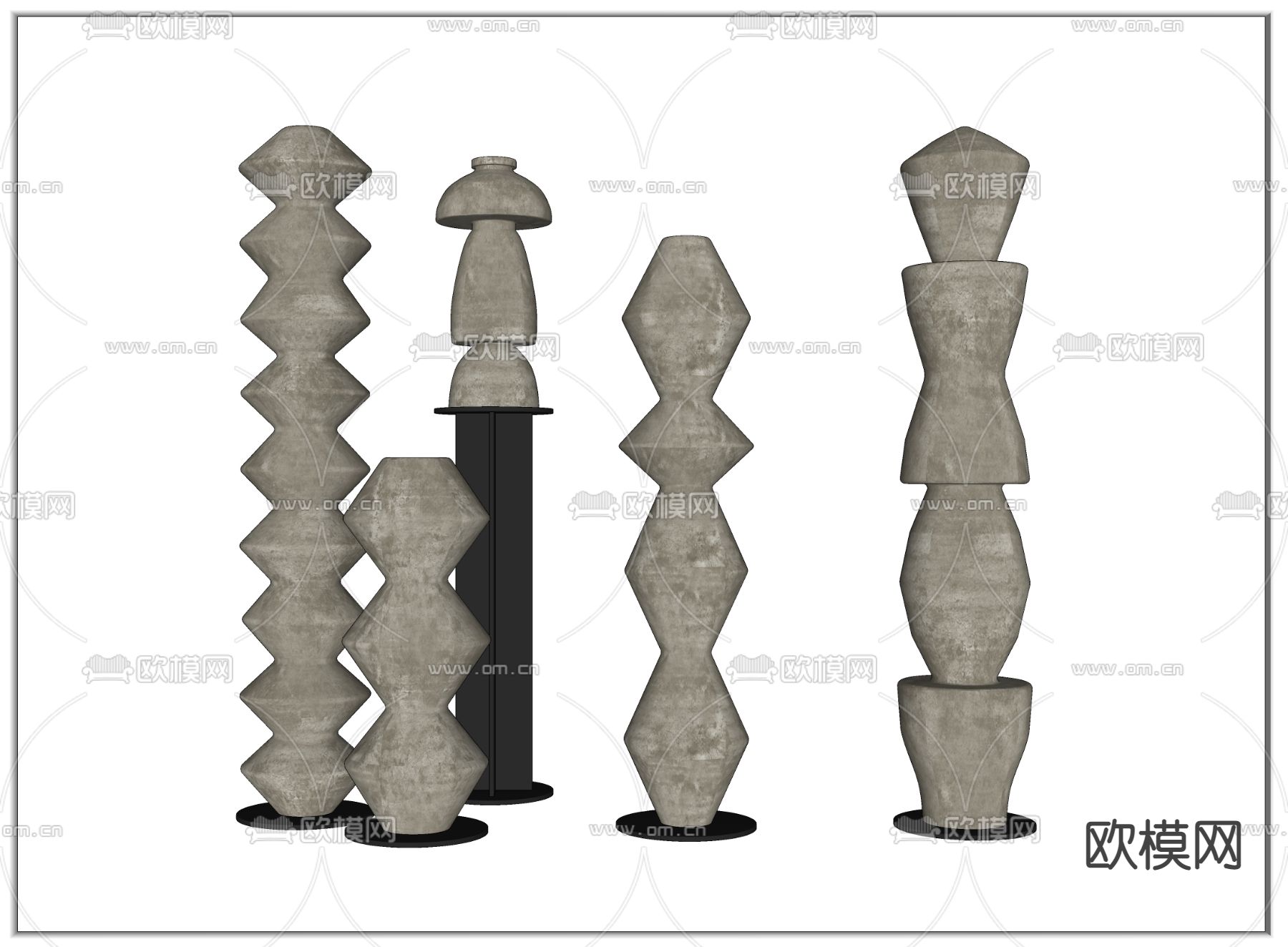 侘寂风落地灯su模型下载