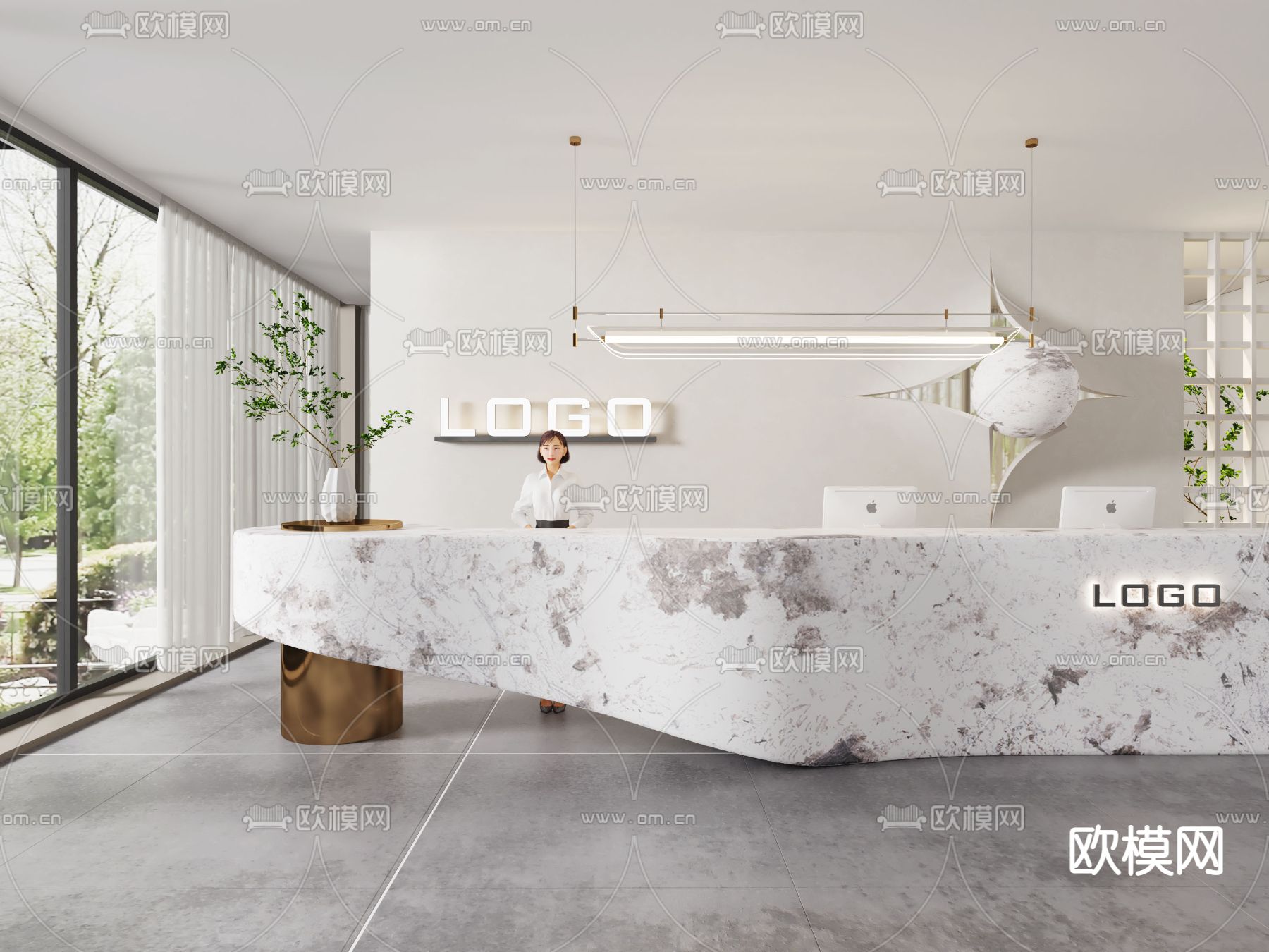 现代前台su模型下载（渲染图1）