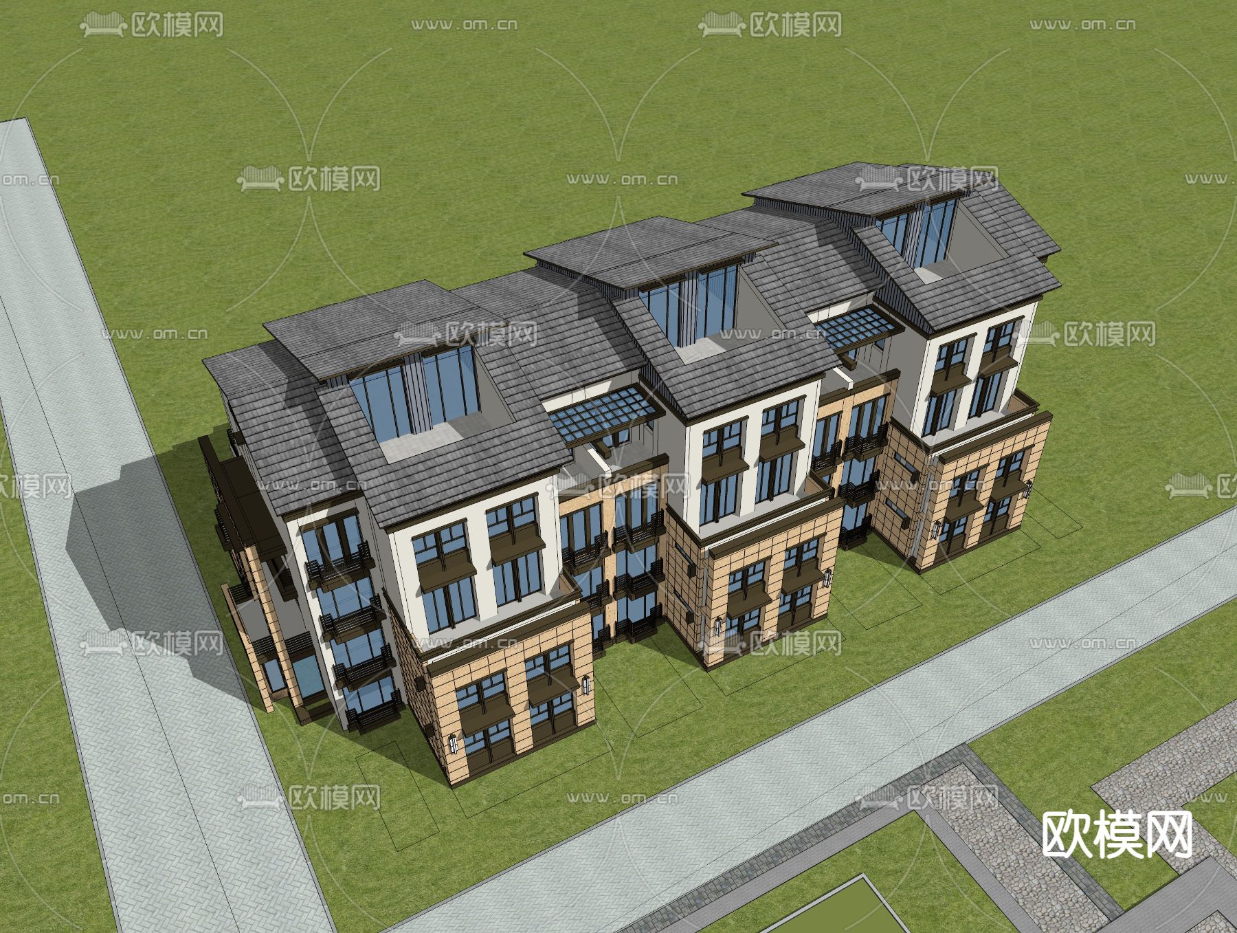 简欧别墅su模型下载（渲染图2）