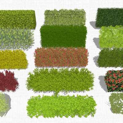  现代灌木绿篱墙su模型 
