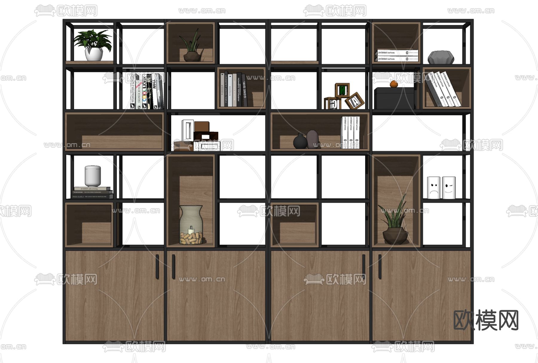 工业风铁艺置物架装饰柜su模型下载