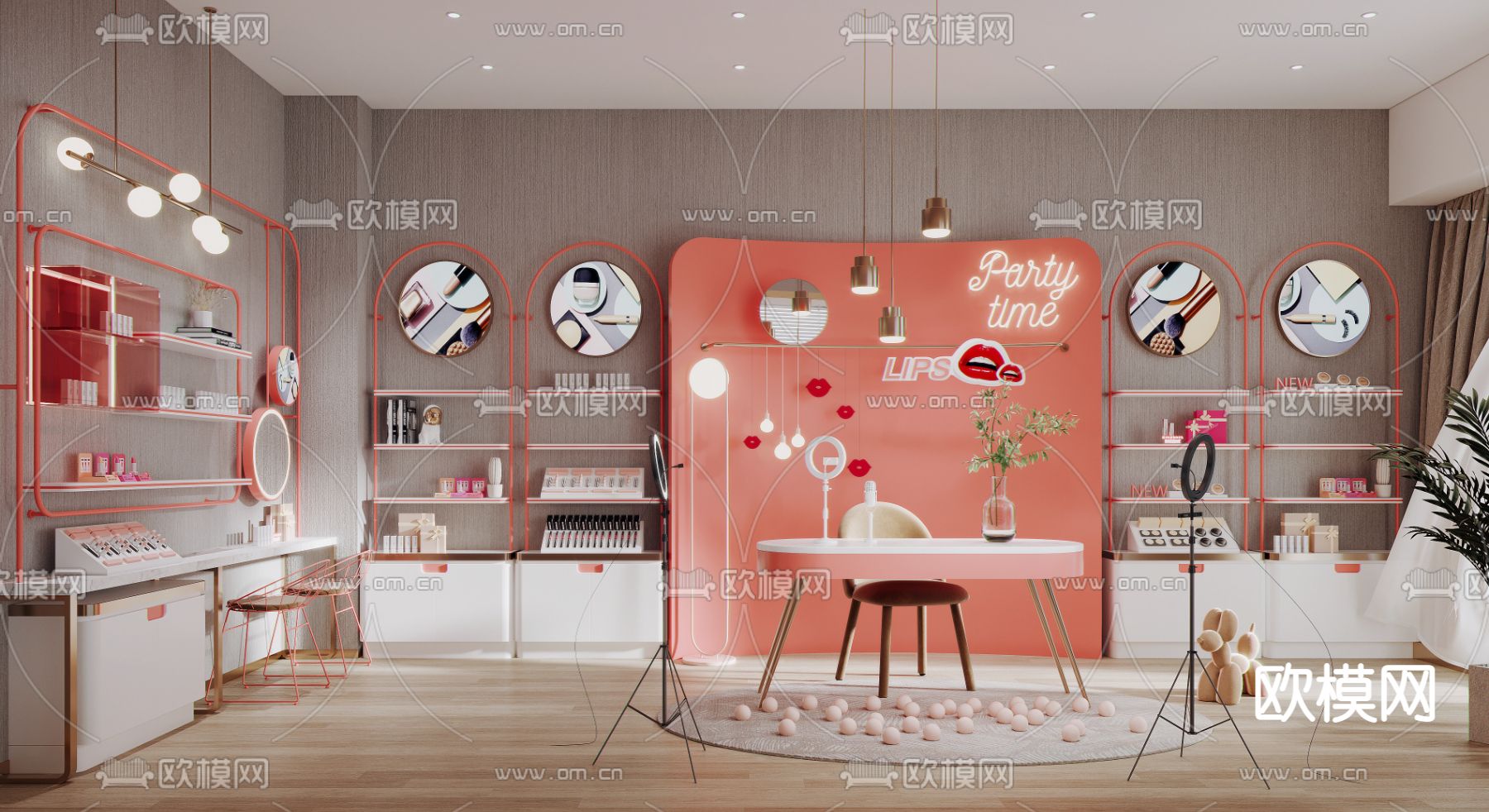 现代化妆品店直播间su模型下载（渲染图1）
