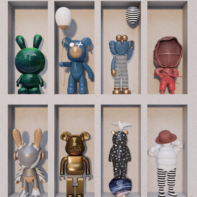  现代潮玩公仔雕塑摆件su模型 