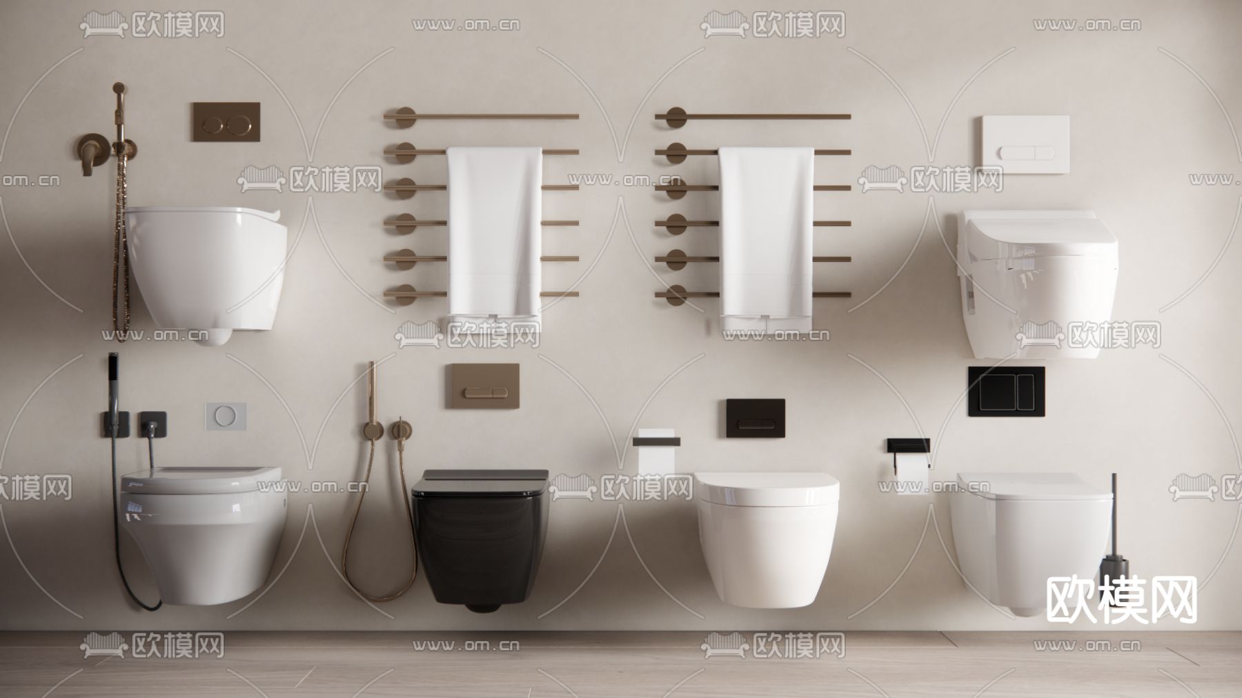 现代悬浮马桶su模型下载（渲染图1）