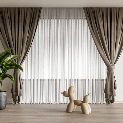 现代布艺窗帘su模型