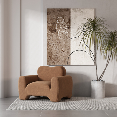  侘寂风布艺休闲沙发su模型 