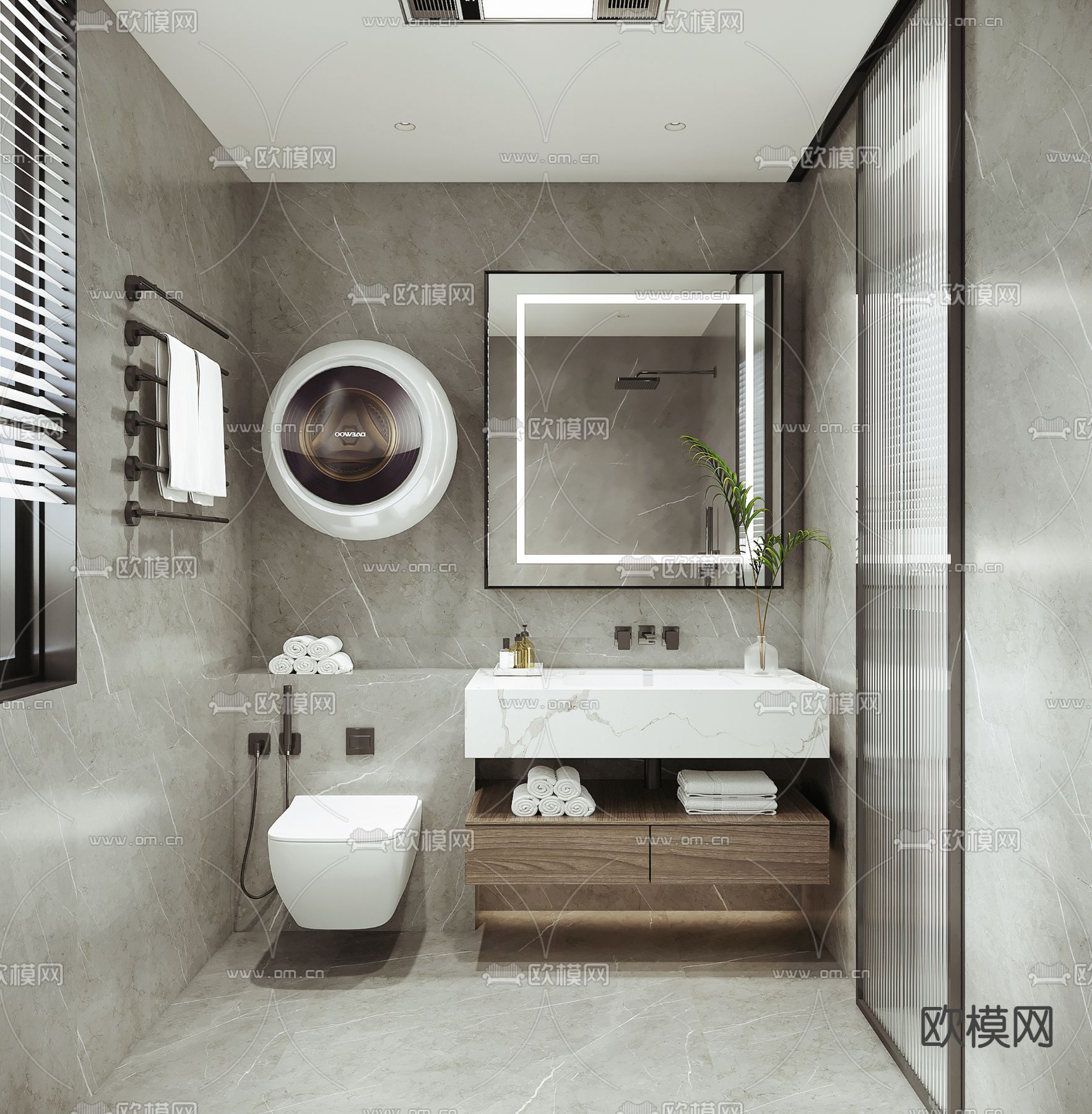 现代卫生间su模型下载（渲染图1）