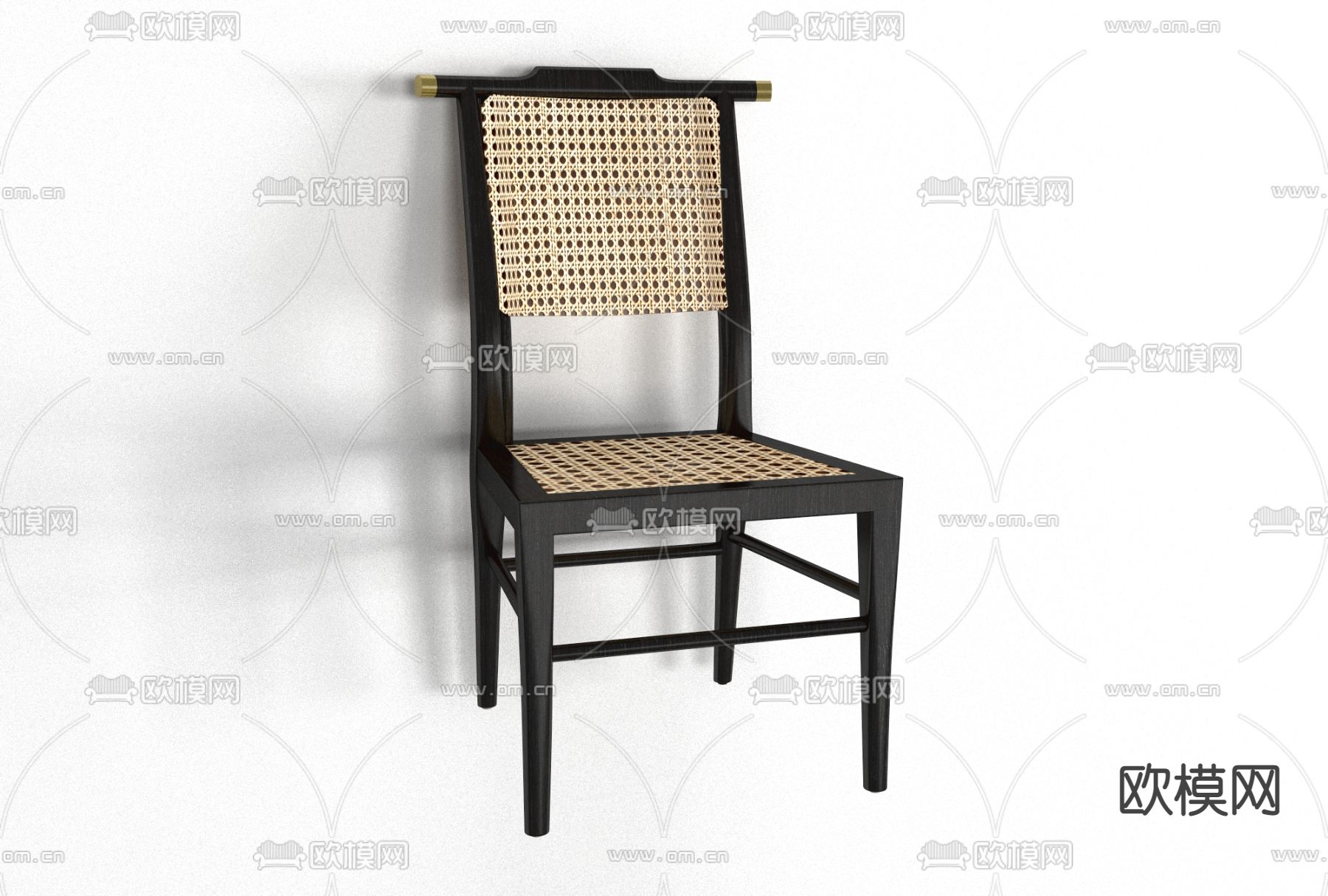 新中式实木单椅免费3d模型下载