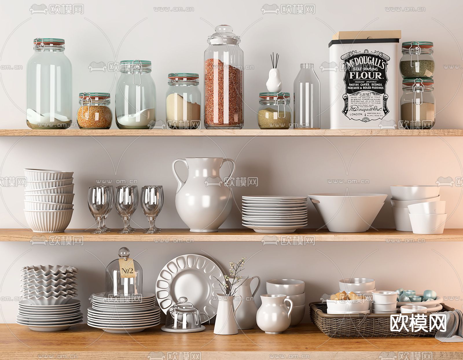 现代餐具餐盘su模型下载（渲染图1）