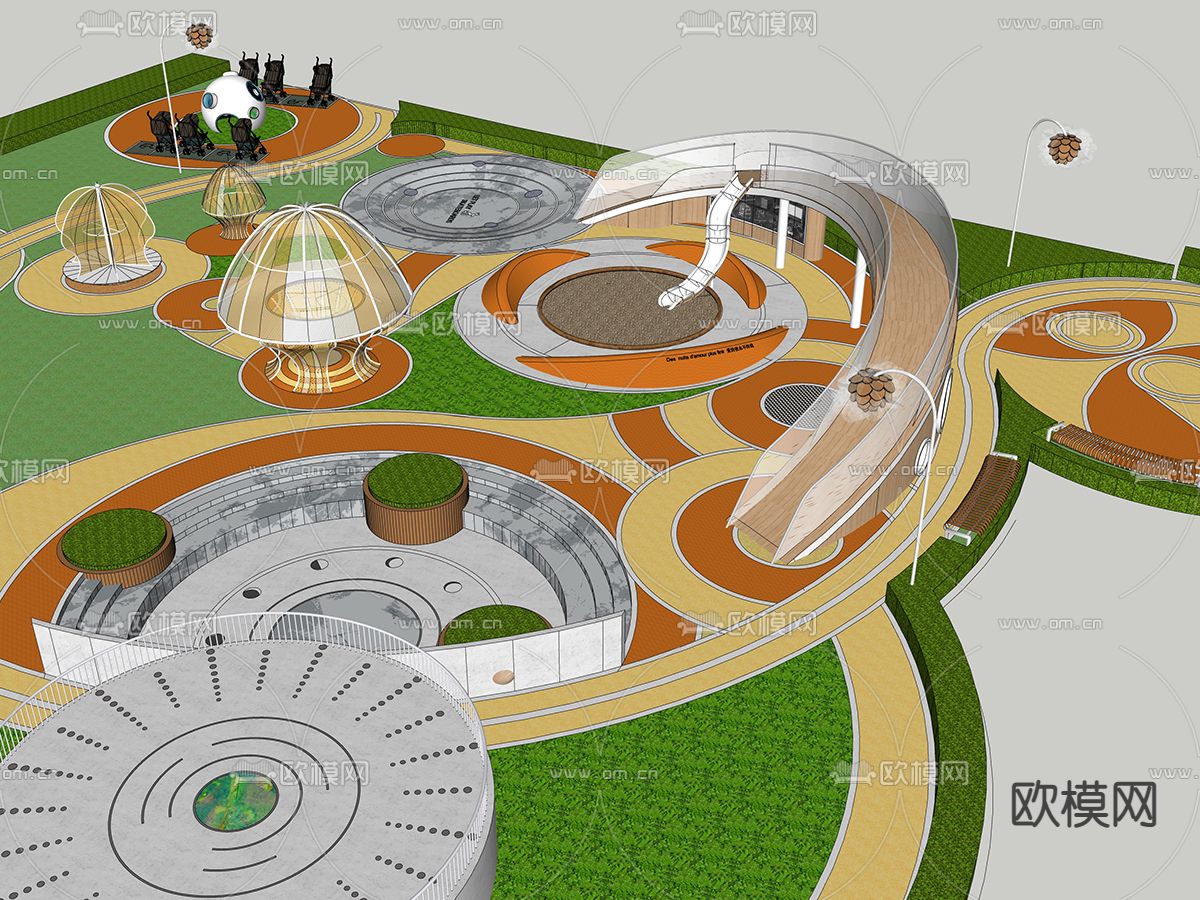 现代儿童游乐园su模型下载（渲染图3）