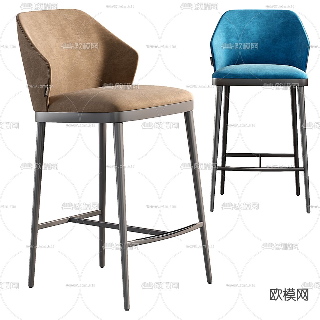 Bonaldo 现代布艺吧椅3d模型下载（渲染图1）