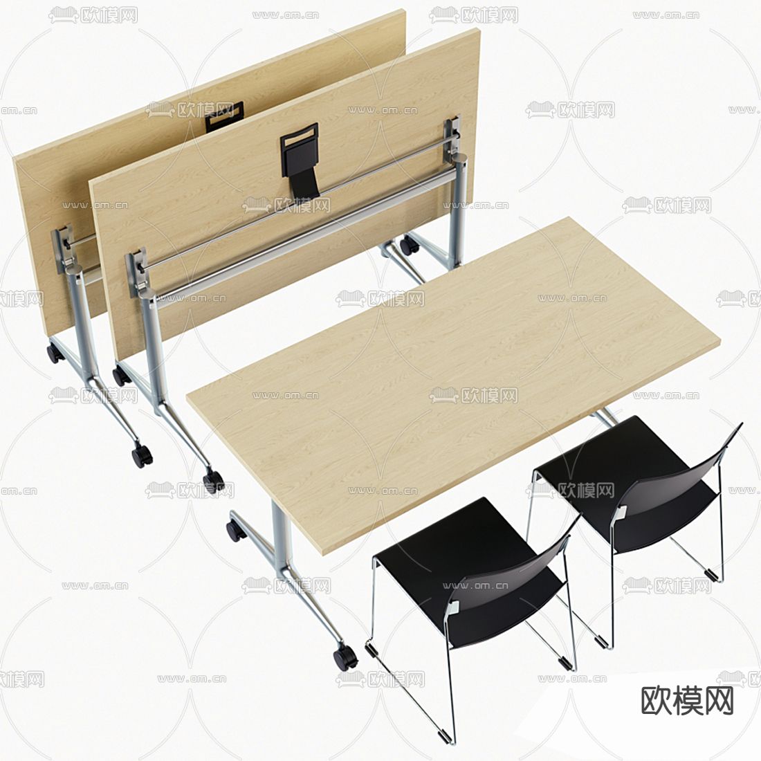 现代可移动培训桌3d模型