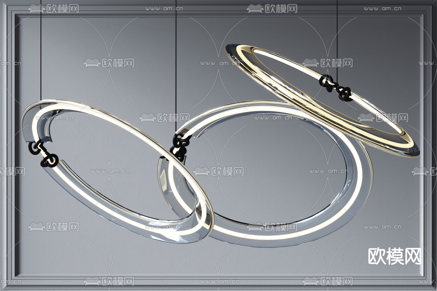 现代玻璃圆环吊灯3d模型下载_ID11824217_3dmax免费模型-欧模网