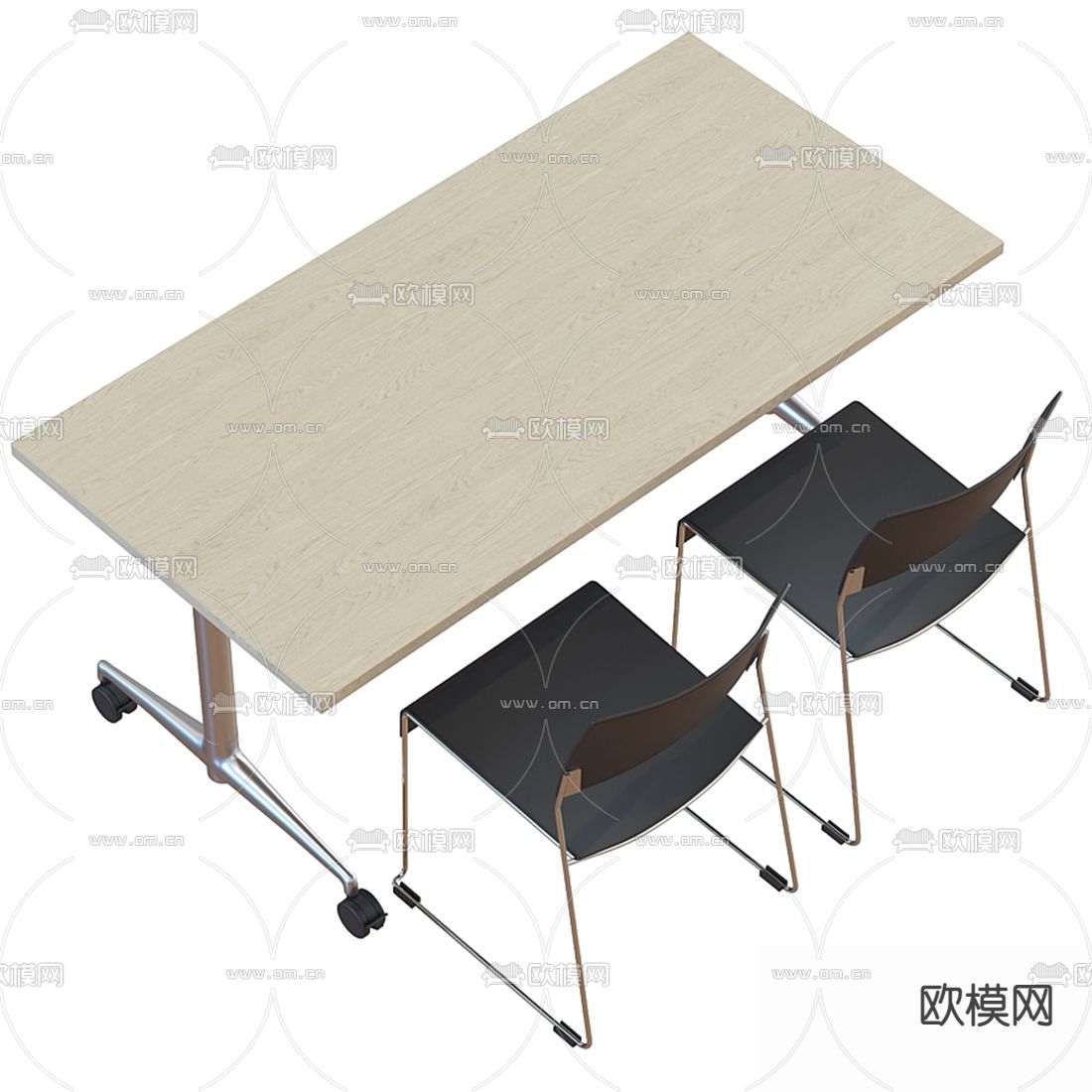 现代可移动培训桌3d模型