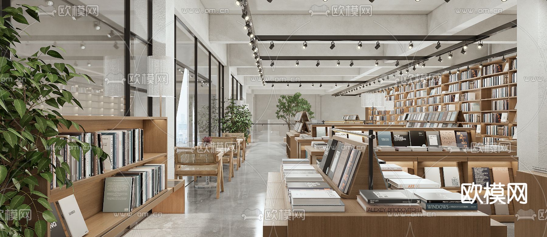 侘寂书店图书馆su模型下载（渲染图1）