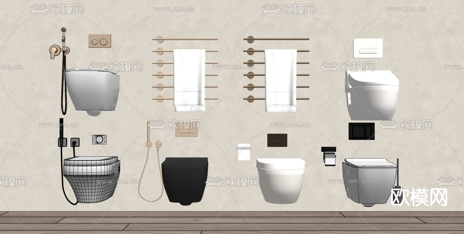 现代悬浮马桶su模型下载（渲染图2）