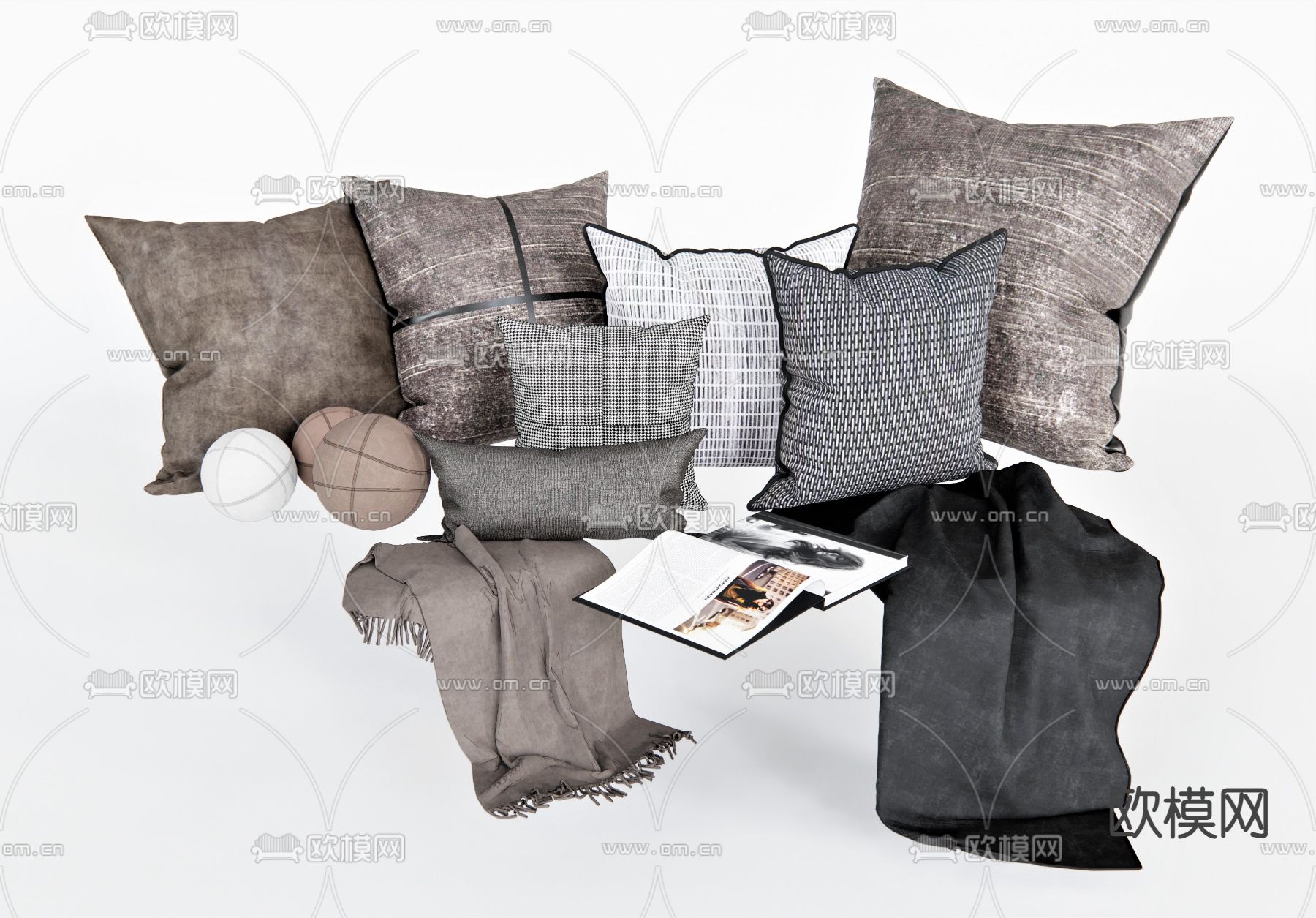 北欧抱枕su模型下载（渲染图1）