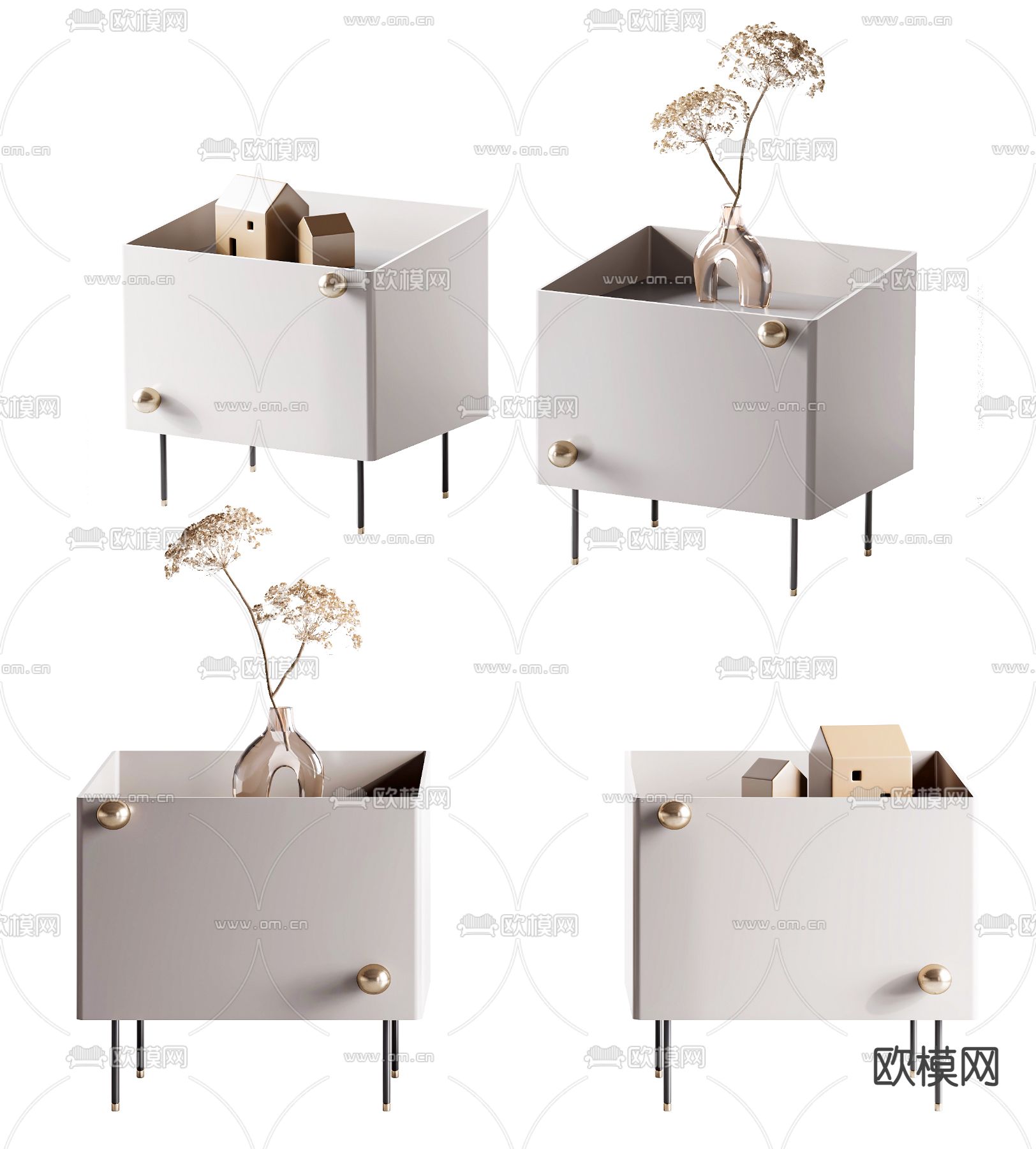 现代轻奢床头柜3d模型下载