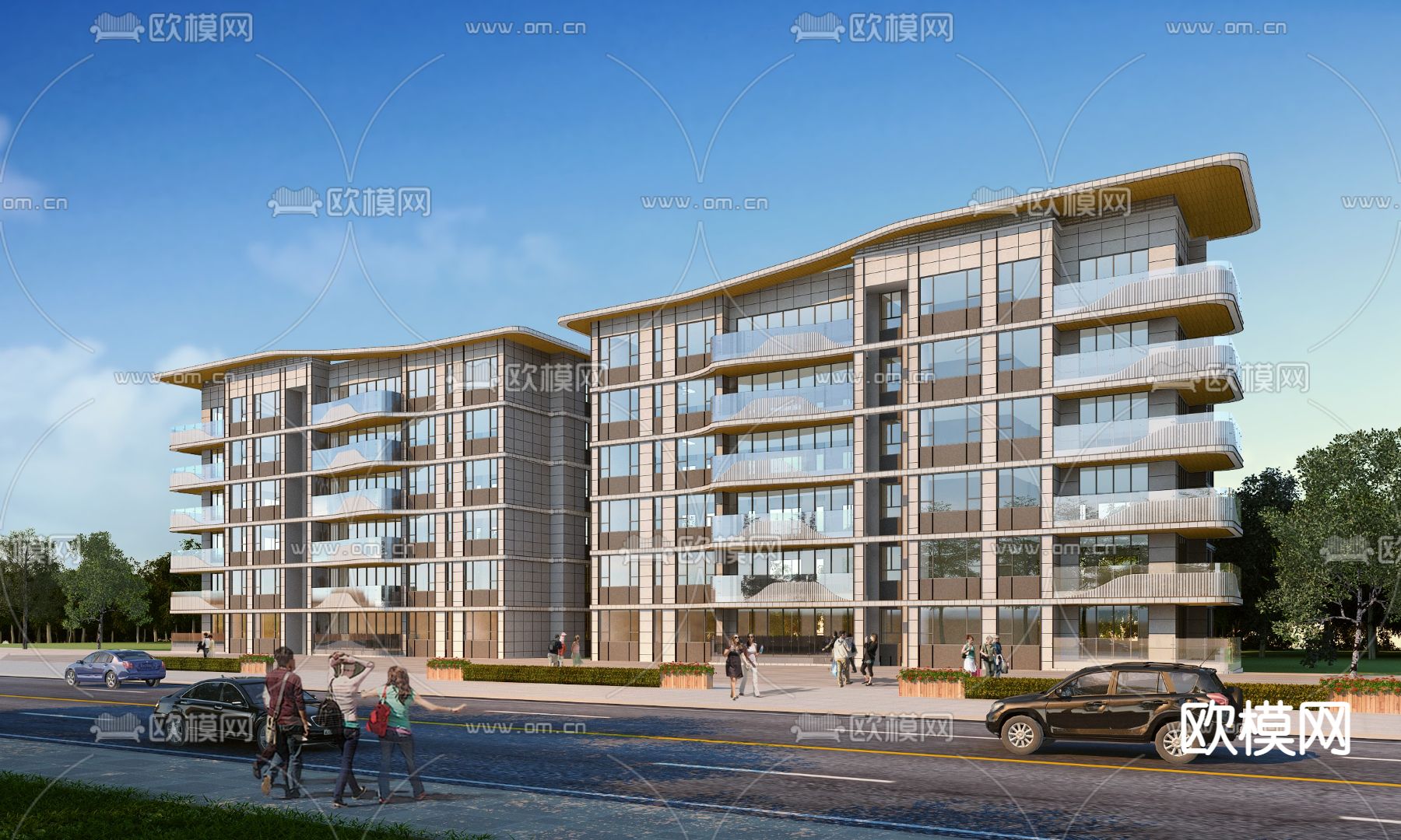 现代小区住宅外观3d模型下载