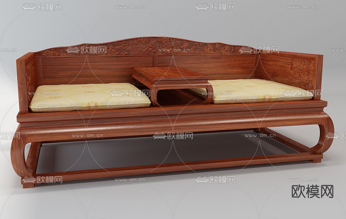 新中式罗汉床免费3d模型下载
