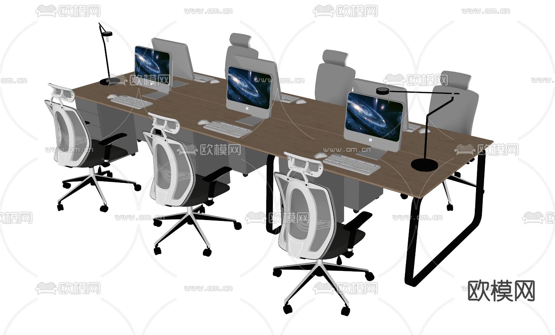 现代办公桌椅su模型下载（渲染图2）