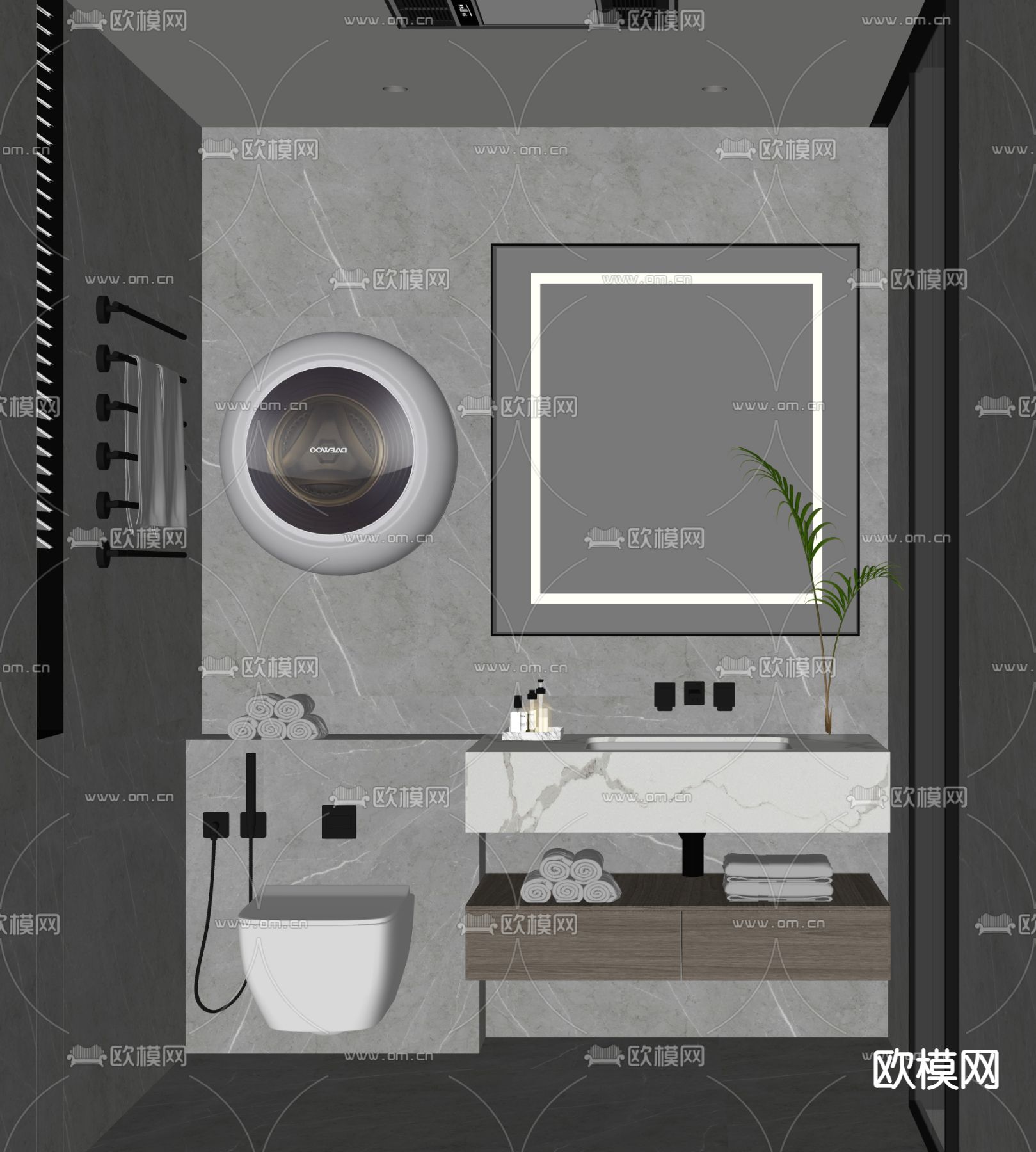 现代卫生间su模型下载（渲染图2）