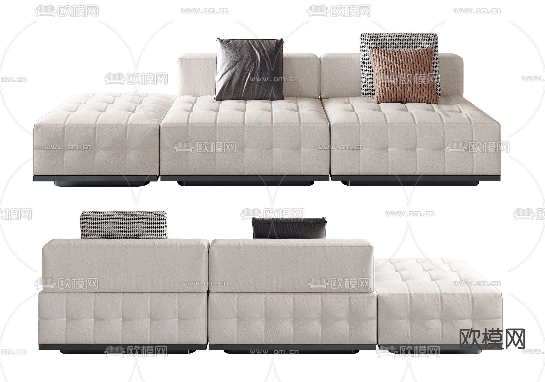 现代布艺多人沙发3d模型下载