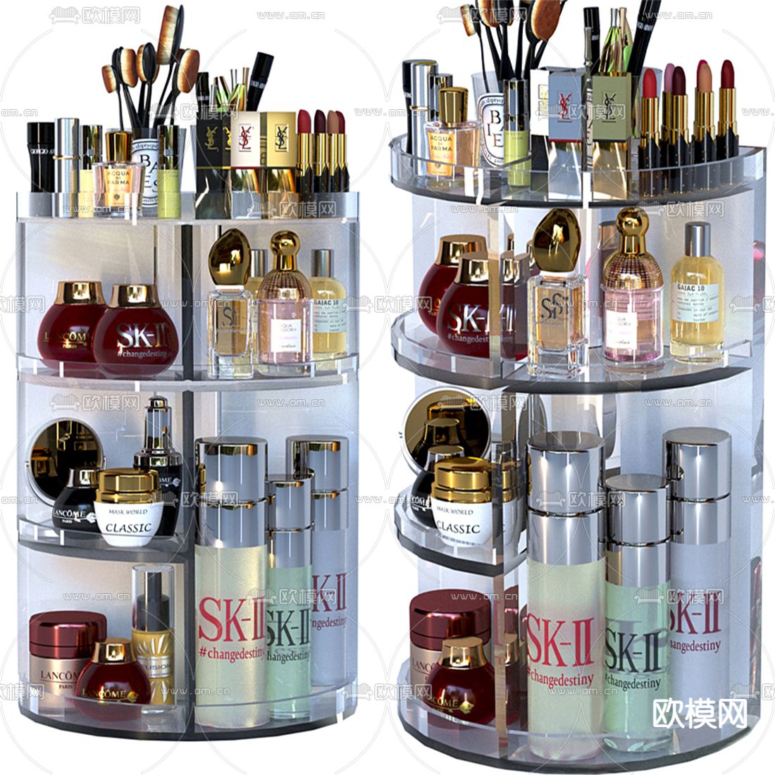 现代化妆品组合3d模型下载