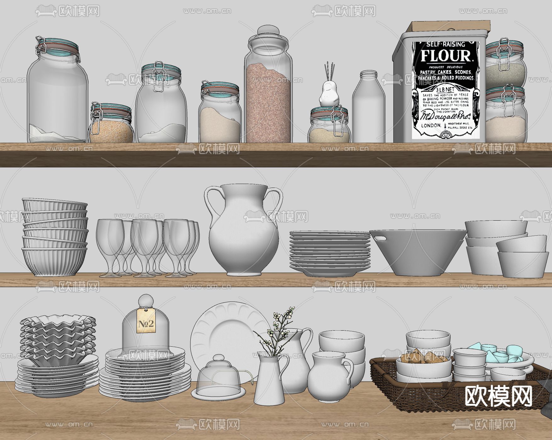 现代餐具餐盘su模型下载（渲染图2）