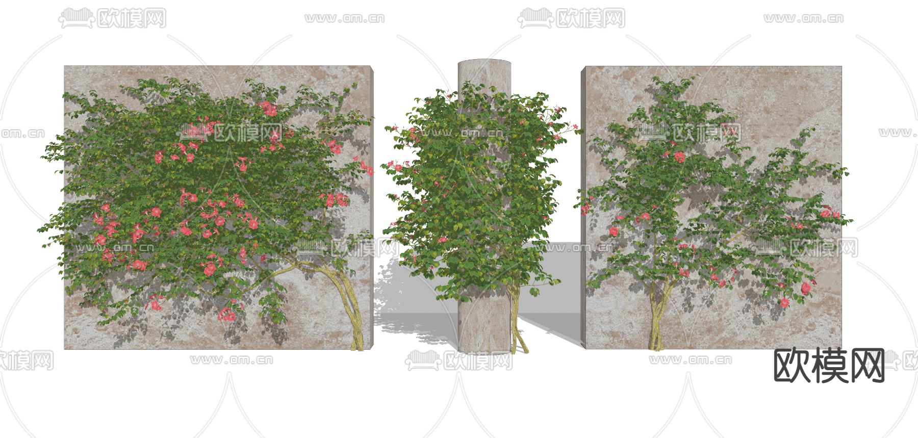 现代绿植墙su模型下载（渲染图2）