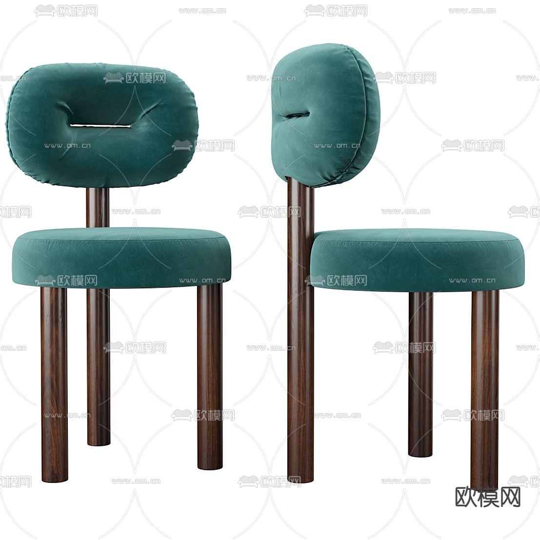 Giorgetti 后现代实木餐桌椅3d模型下载（渲染图2）