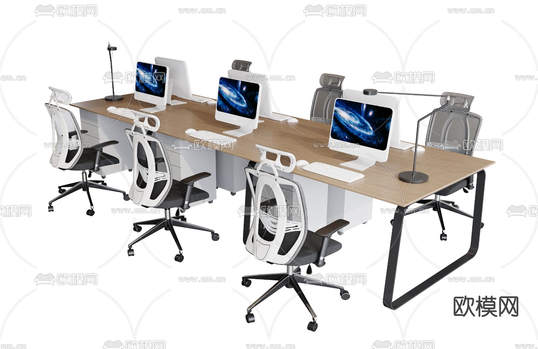 现代办公桌椅su模型下载（渲染图1）